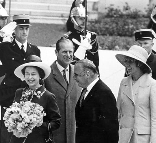Queen Elizabeth and Prince Philip meeting President Georges Pompidou on their visit to Paris in 1972.