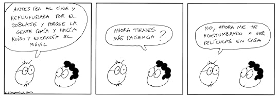Tira cómica sobre lo incómodo que es ver cine en una sala de cine.