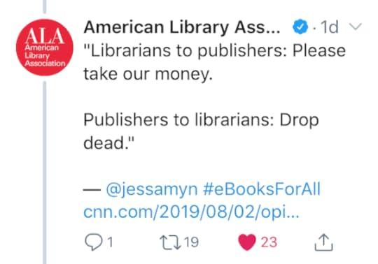 Screenshot of tweet from ALA quoting the first bit of my article 