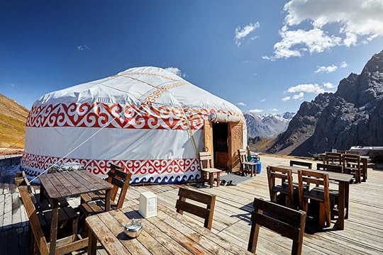 Restaurant from Yurt nomadic house at Ski resort Shymbulak in Almaty, Kazakhstan