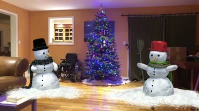 Kitten with snowmen