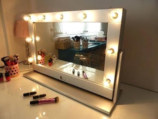 stand up makeup mirror with lights vanity and tilted free standing swivel bulbs not included