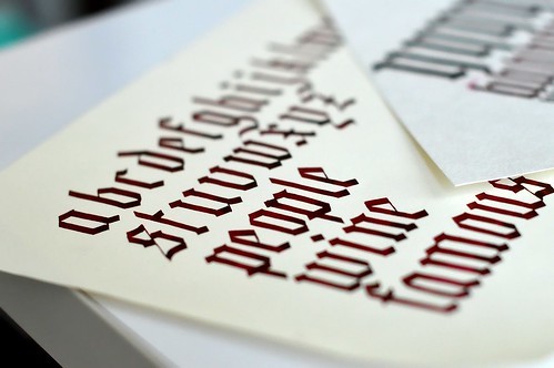 Gothic textura quadrata calligraphy