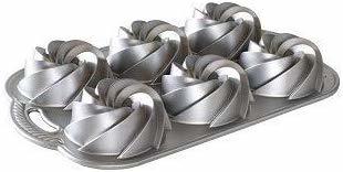 Nordic Ware Heritage Bundtlette Cake Pan, Metallic, Silver
