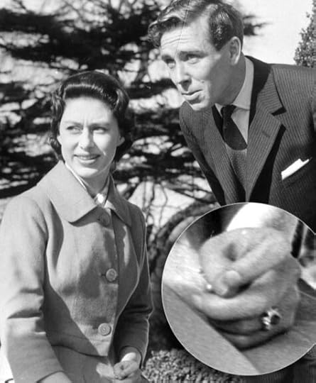 The real life Princess Margaret and Tony Armstrong Jones, with a focus on Margaret’s engagement ring.