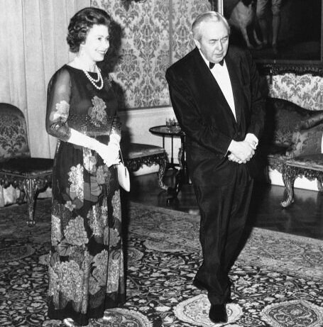 The Queen and Harold Wilson in real life.