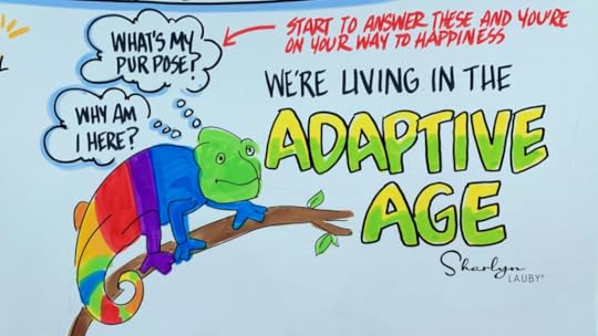 whiteboard drawing showing businesses in the adaptive age relative to employee retention
