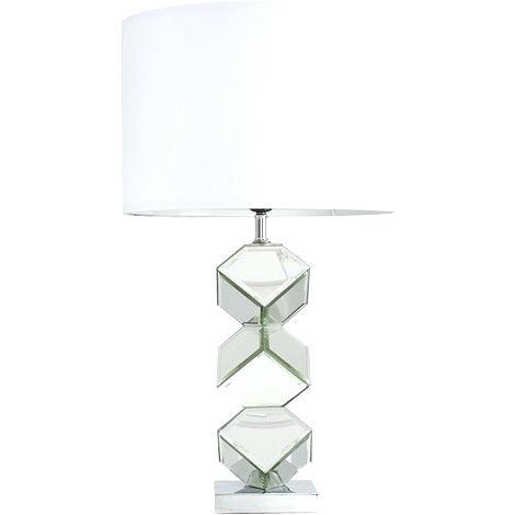 a touch of modern table lamp modern extra large stacked mirrored cube design touch table lamp with a white cylinder light shade