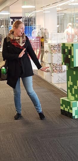 Fleeing a Minecraft creeper at the Microsoft Store in Redmond, WA.