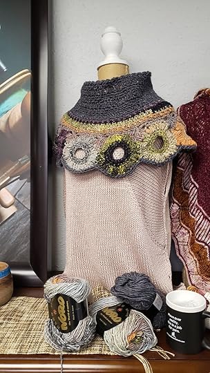 Lovely shawl on display in Quintessential Knits , Duvall, WA. (I walked out of this shop with only 4 new skeins of sock yarn. I’m so proud of me.)