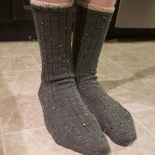 And I made Noah a pair of Just Plain Socks .