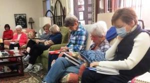 women studying textbook, Mrs. Oswald Chambers, Calvary Baptist Church