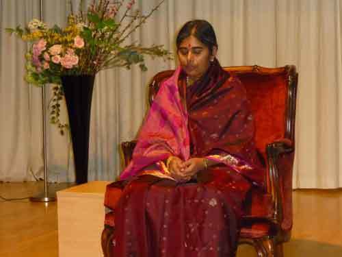 Mother Meera travels the world giving silent darshan