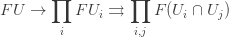 \displaystyle{ FU \rightarrow \prod_i FU_i \rightrightarrows \prod_{i,j} F(U_i \cap U_j) } 