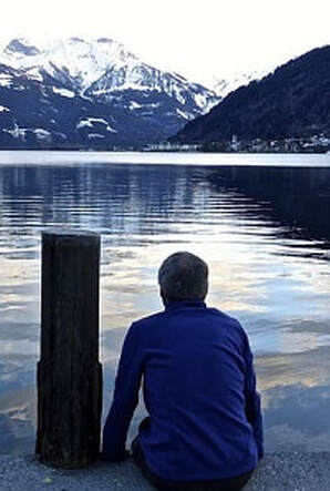 Writers as introverts, man, lake