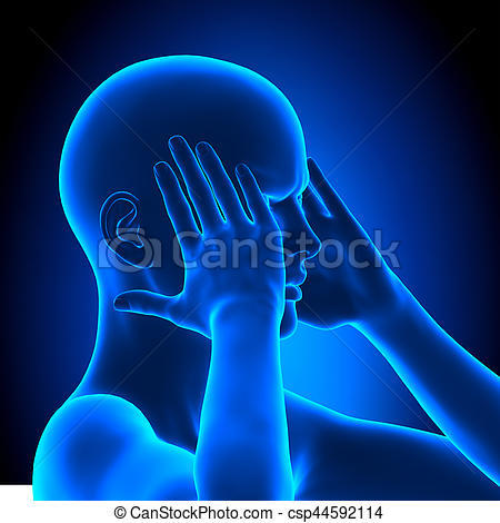 Holding Head Pain Woman - 3D illustration - csp44592114