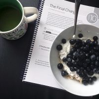 breakfast bowl with tea and bible study