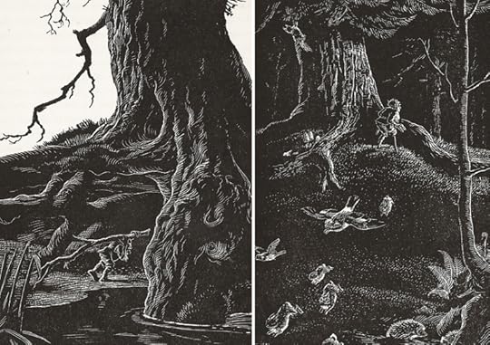 Two illustrations for Little Grey Men by Denys Watkins-Pitchford