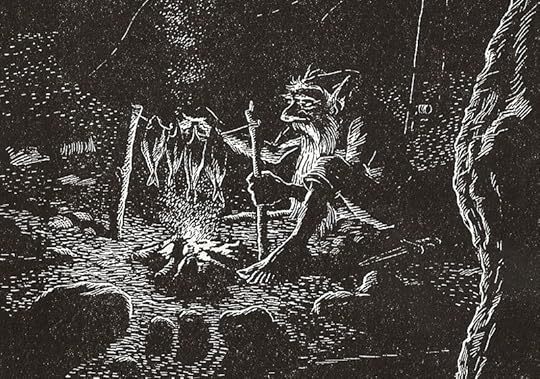 An illustration for Little Grey Men by Denys Watkins-Pitchford