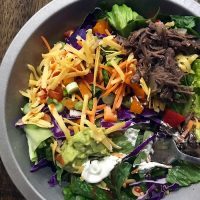 taco salad in silver plate