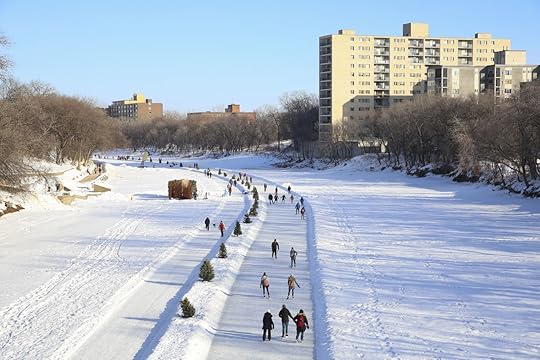 Frozen river skiing