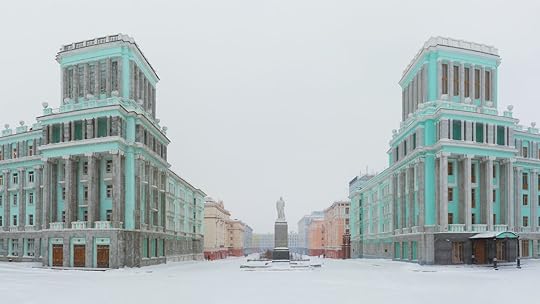 Panorama of October Square in the Norilsk city