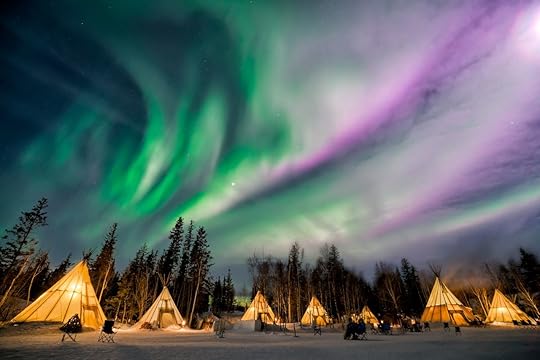 northern lights at Aurora Village in Yellowknife