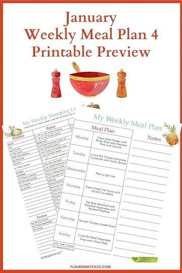 January Meal Plan Week 4 menu plan