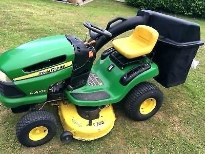 john deere riding lawn mower la105 side discharge tractor c w collection box deck used for sale garden belt d105 image item