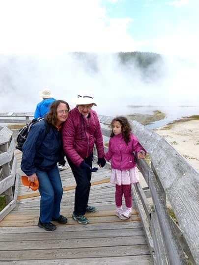 visitors on hot spring boardwalk