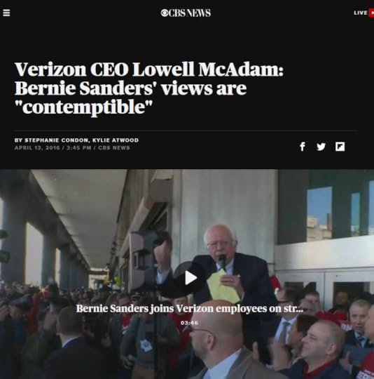 CBS: Verizon CEO Lowell McAdam: Bernie Sanders' views are 