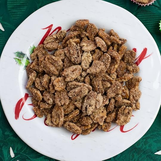 a plate of Cinnamon Vanilla Candied Nuts