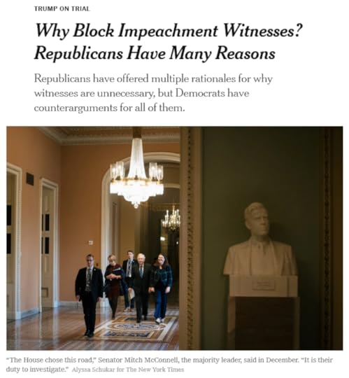 NYT: Why Block Impeachment Witnesses? Republicans Have Many Reasons