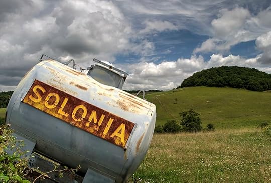gray, solonia container, grass field, rusty, brown, solonia, tank, green, grass, field | Lis'Anne Harris