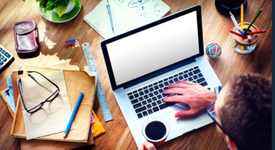 Write on laptop creating web content