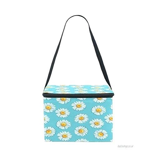 insulated lunch bags with shoulder strap daisy floral bag box cooler reusable tote outdoor travel picnic for women men adults kids