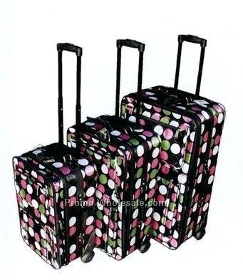 pink and black polka dot luggage fashion 3 piece set collection b green white