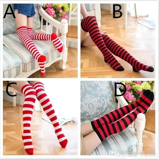 red and white striped socks knee high stripe stockings girls black striping for teenage adult family matching look dress online best sock brands k