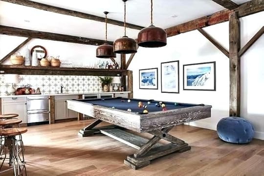 pool table with dining top and chairs oak gray x based industrial lights transitional