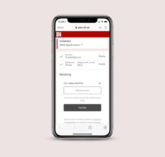 Skärmdump från prenumerationssidan.
