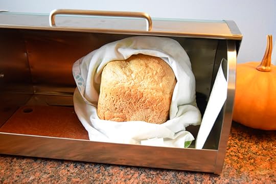 bread box with homemade bread and FreshPaper