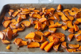 leafy roasted sweet potato