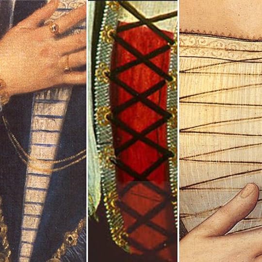 Cross lacing detail from a portrait