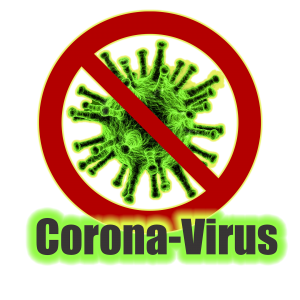Coronavirus word and graphic with NO circle/slash around it