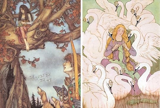 Wild Swan illustrations (knitting coats from nettles) by Mercer Mayer and Eleanor V. Abbott