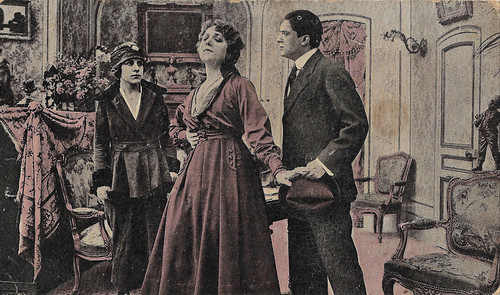 Gabrielle Robinne, Henri Bosc and Andrée Pascal in Le mot de l'énigme (1916)