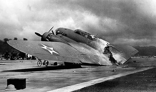 Wreck of B-17C bomber at Hickam Field, Territory of Hawaii, 7 Dec 1941 (US National Archives: 80-G-32915)