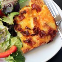 plate of egg bake and salad
