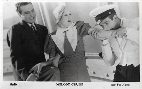Phil Harris, Chick Chandler and [Greta Nissen] in Melody Cruise. RKO. Film Weekly