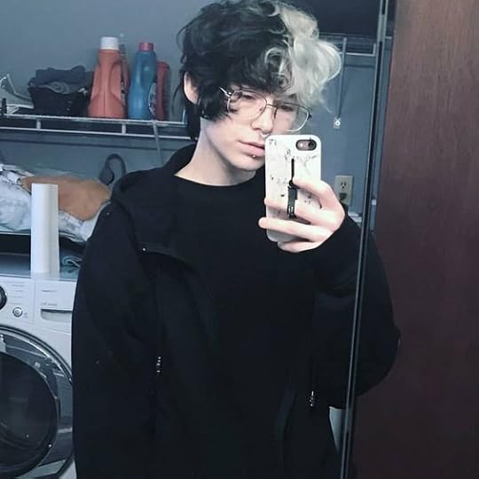 Image result for a gothic looking teenage boy with blue hair